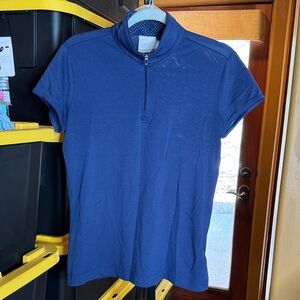Nike Golf Dri-FIT 1/4 Zip Polo Midnight Blue Scallop Trim Size Medium